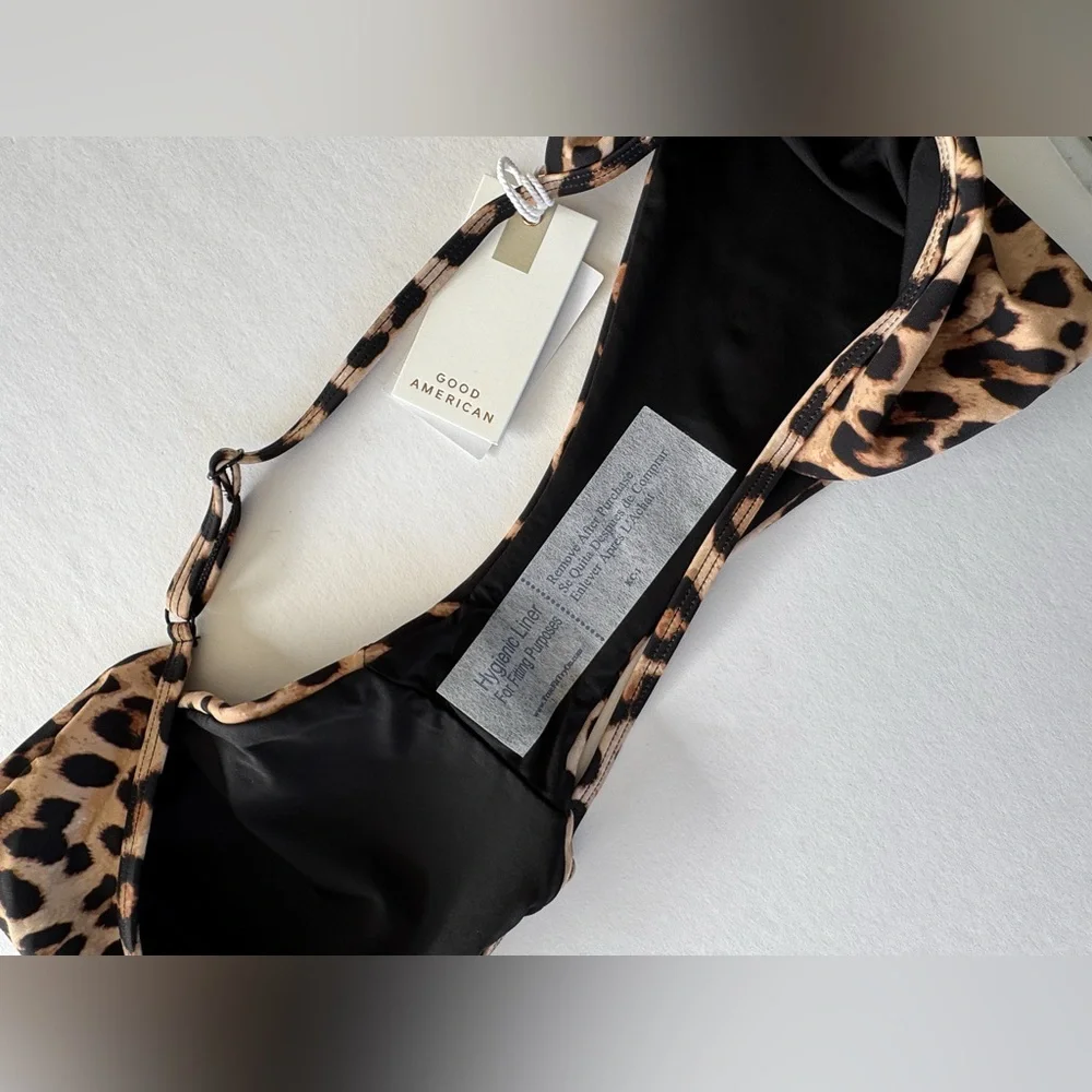 Good American “Perfect Fit” Leopard Bikini Bottom, New With Tags